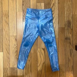 Kids mermaid light and tight leggings. Blue metallic size 6-7